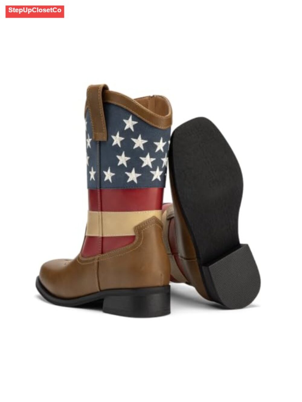 Boys Girls Cowboy Boots Toddler Western Equestrian PU Calf High Zip - Picture 3 of 6